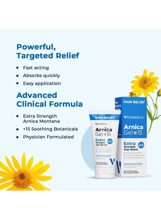 VitaMedica جل أرنيكا بلس 15 مركب نباتي شافي، تركيبة قوية إضافية للكدمات، التورم، آلام المفاصل، آلام العضلات والصلابة، تخفيف آلام طبيعي بالكامل، قائم على النباتات - Image 3