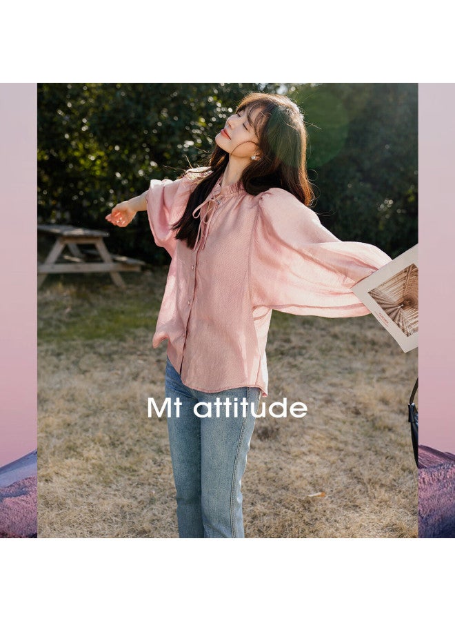 Mt Candy-Preserved Waxberry Summer Style Small V-Neck Korean Style Mushroom Lace Short-Sleeved Shirt - Image 2