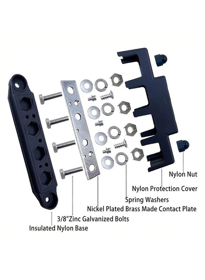 كتلة توزيع الطاقة الثقيلة زوج قضيب التوصيل 250 أمبير 48 فولت تيار مستمر/تيار متردد مع 4 أعمدة 6 أطراف برغي مجموعة باللونين الأحمر والأسود مقاس M10 - Image 4