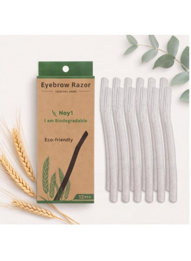 SUNKKQ 12Pcs Face And Eyebrow Hair Removal Safety Razor Wheat Straw Eyebrow Razor Stainless Steel Micro-Distance Eyebrow Trimmer Biodegradable Eyebrow Trimmer - Image 5