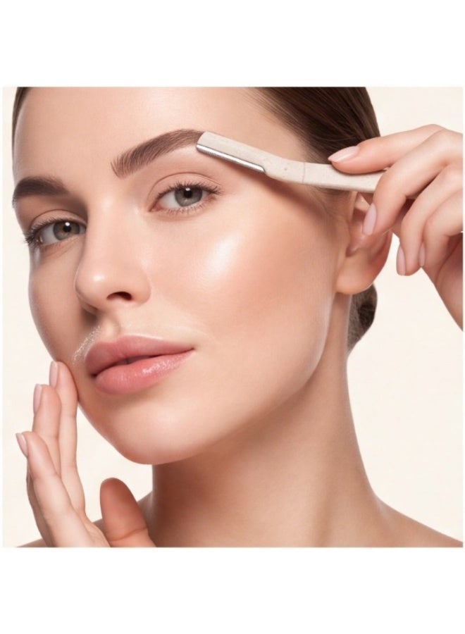 SUNKKQ 12Pcs Face And Eyebrow Hair Removal Safety Razor Wheat Straw Eyebrow Razor Stainless Steel Micro-Distance Eyebrow Trimmer Biodegradable Eyebrow Trimmer - Image 2