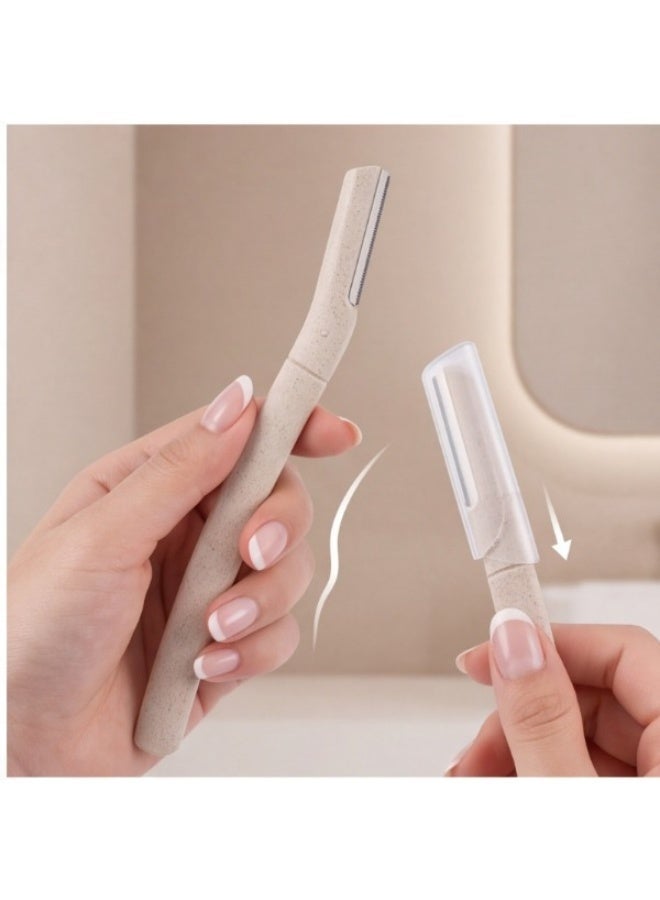 SUNKKQ 12Pcs Face And Eyebrow Hair Removal Safety Razor Wheat Straw Eyebrow Razor Stainless Steel Micro-Distance Eyebrow Trimmer Biodegradable Eyebrow Trimmer - Image 3