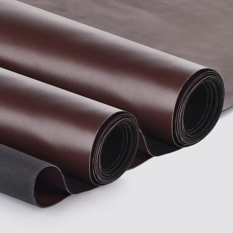 TeeLiy Faux Leather 2 Yards 58 x 72 06 mm Thick Upholstery Leather PU Fabric Synthetic Leather Material Vinyl Leather Sheets for Upholstery Crafts Coffee BrownThin and Light Weight Material - Image 3
