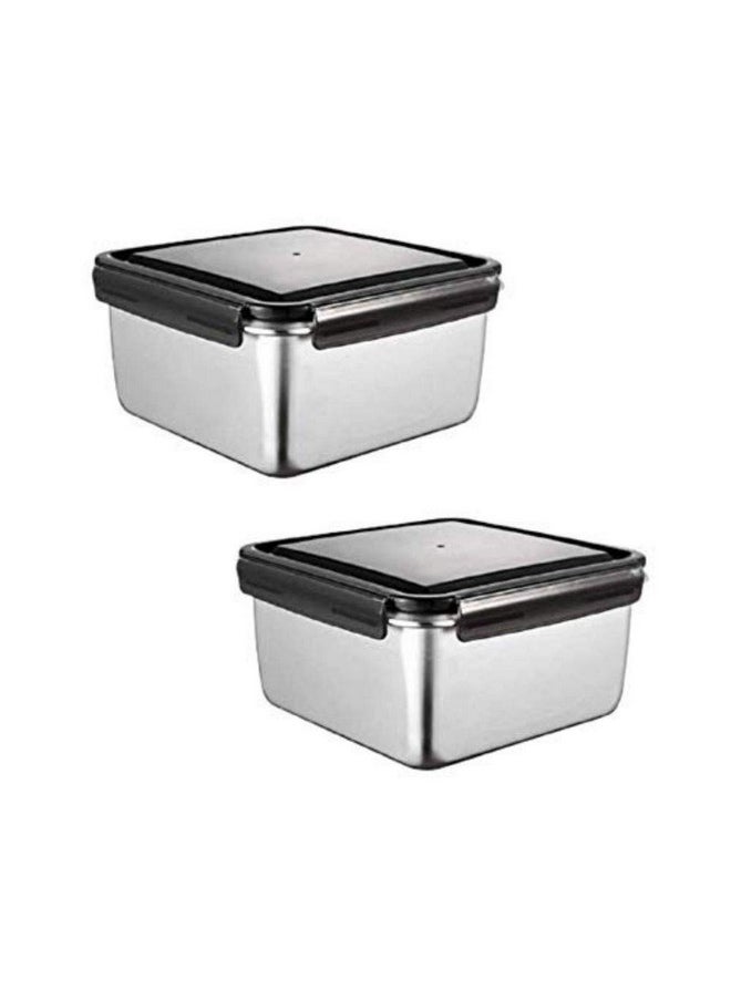 Femora High Stainless Steel Square Container, Leakproof airtight Lid, 550 ML, Pack of 2, Silver - pzsku/Z37C5739446F011131644Z/45/_/1738306805/a96aaa37-f375-4d29-a04f-b88d43c2665d