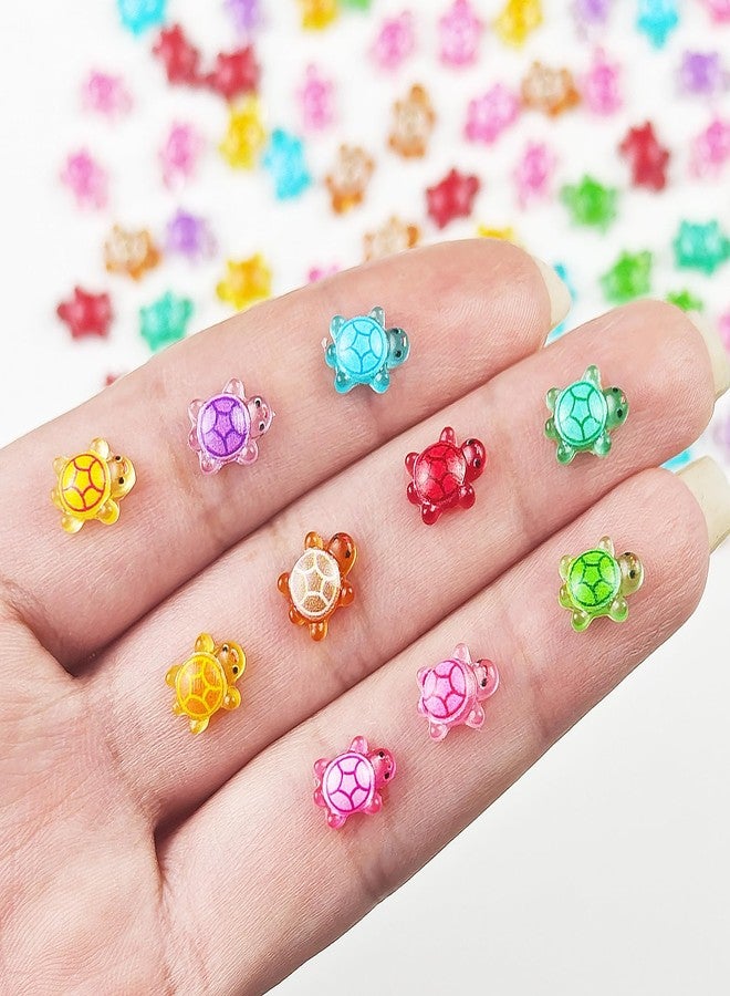 HOMICO 100 Pieces Tiny Turtles for Crafts Luminous Mini Resin Turtles Dollhouse Miniatures Mini Animals for Fairy Garden Micro Landscaping Decoration - Image 1