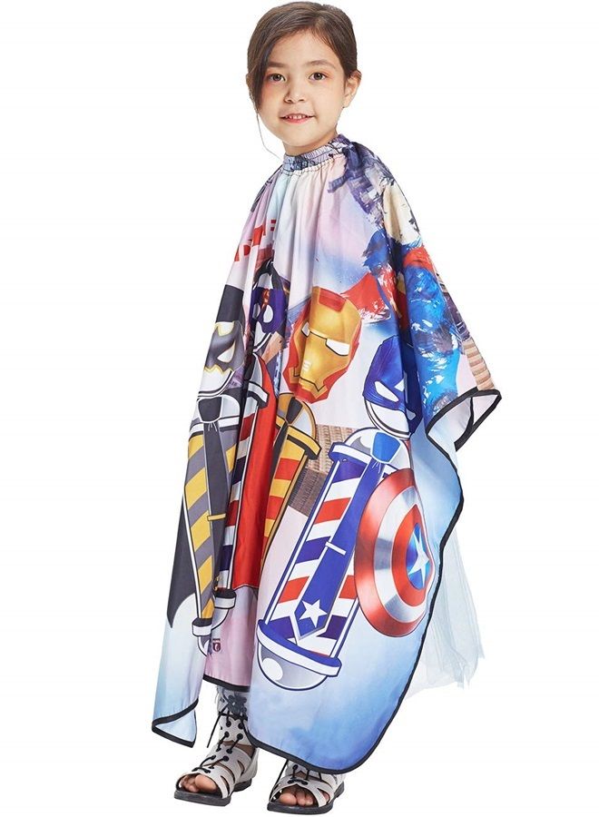 LEONAL Kids Children Boys Girls Barber Cutting Cape Hairdressing Salon Hair Styling Cloth Apron Cover Gown (41"×47", CARTOON KIDS CHILDREN)