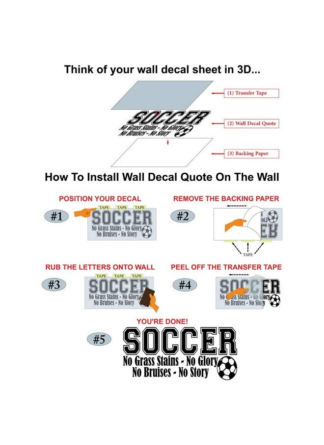 Empresal - Soccer Sports Vinyl Wall Decal Children Decor No Grass Stains Glory Boys Room Art Lettering Childrens Quote Bruises Story Sticker Kids - Image 1