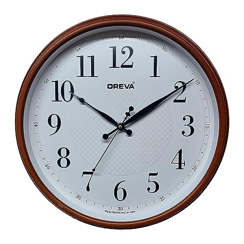 Oreva Plastic Designer Sweep Silent Wall Clock (35.5 x 6.9 x 35.5 cm, D Wood, AQ-6497SS) - Image 1