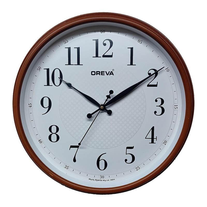 Oreva Plastic Designer Sweep Silent Wall Clock (35.5 x 6.9 x 35.5 cm, D Wood, AQ-6497SS) - Image 2