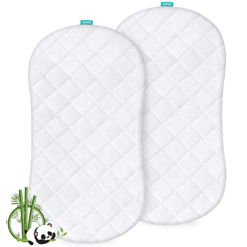 Biloban Bassinet Mattress Protector, Universal Fit for Halo Bassinest Swivel and Hourglass/Oval Bassinet Mattress, Ultra Soft Waterproof and Breathable, 2 Pack - Image 1