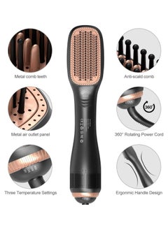 General Multifunctional Brush Hot Air Hair Straightener Comb with Ion Generator 3 in 1 Hair Dryer and Styler 1200W Hot Air Brush Hair straightener Comb 3 Speeds Hair Styler  - Image 1