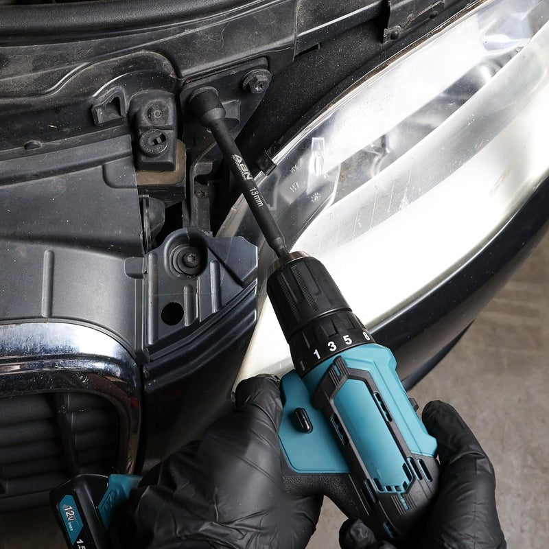 ABN Impact Nut Driver Tool Set - 8pc Metric 6 IN Long Shank Nut Driver Bits Magnetic Tip Sockets, 1/4 IN Hex Shank - Image 5