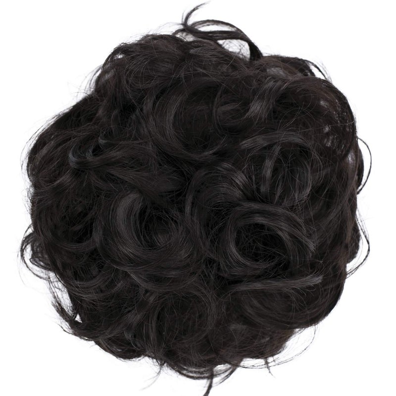 CAISHA Big Hairpiece Scrunchy Updo Bridal Hairstyle curly Messy Bun Dark Chocolate Brown G2E