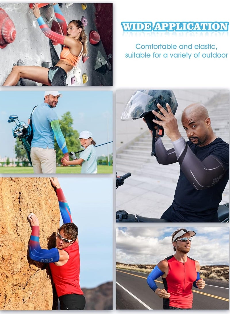 SYOSI 8 Pairs UV Sun Protection Arm Sleeve Sports Cooling Arm Compression Sleeves for Men Women Teenager Cooling Sport Sleeve to Cover Arm Ice Silk Compression Cover - Image 3