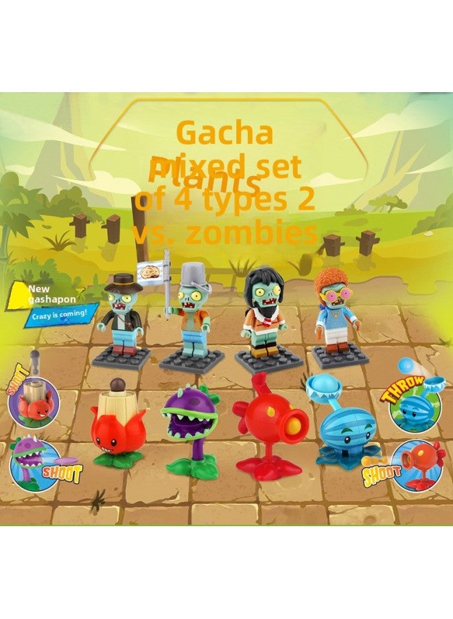 Plants Vs. Zombies 2 Gashapon And Blocks Assembled Model Third Generation Plant Ejection Zombie Blind Box Toy-Color:A Random Box Of Various Party Dolls