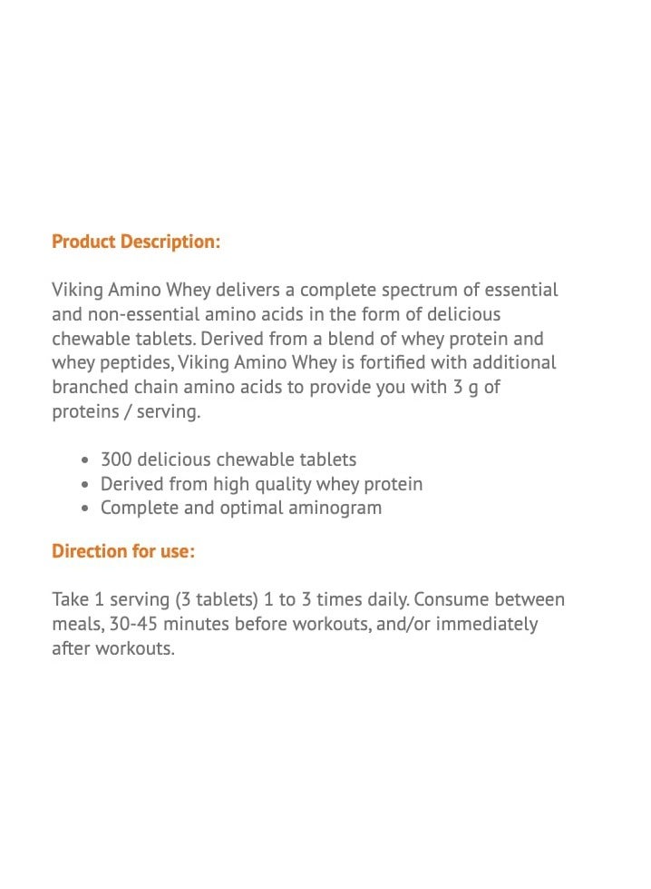 VIKING FORCE LABORATORIES GOLD AMINO WHEY - 300 Tablets, Banana Flavor, 450g, Amino Acid, High-Quality Whey Protein - Image 4