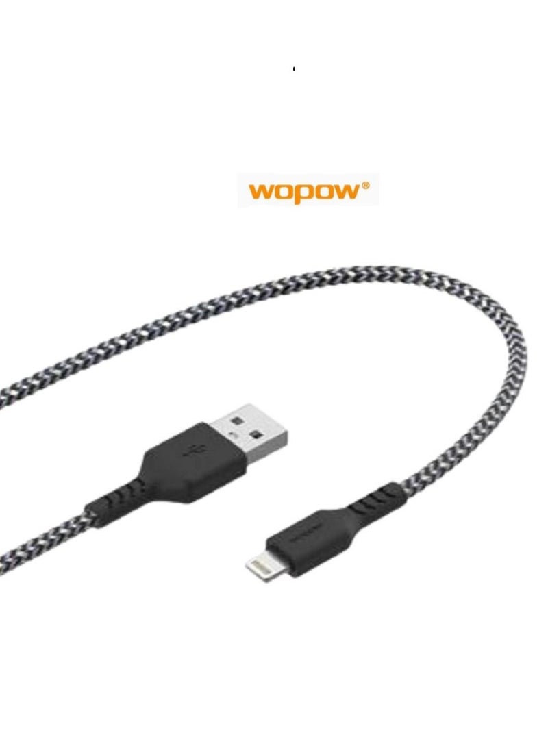 Wopow Fabric Braided  Lightning Data Cable 1.2 Meter Length For Apple iPhone and iPad - Image 1