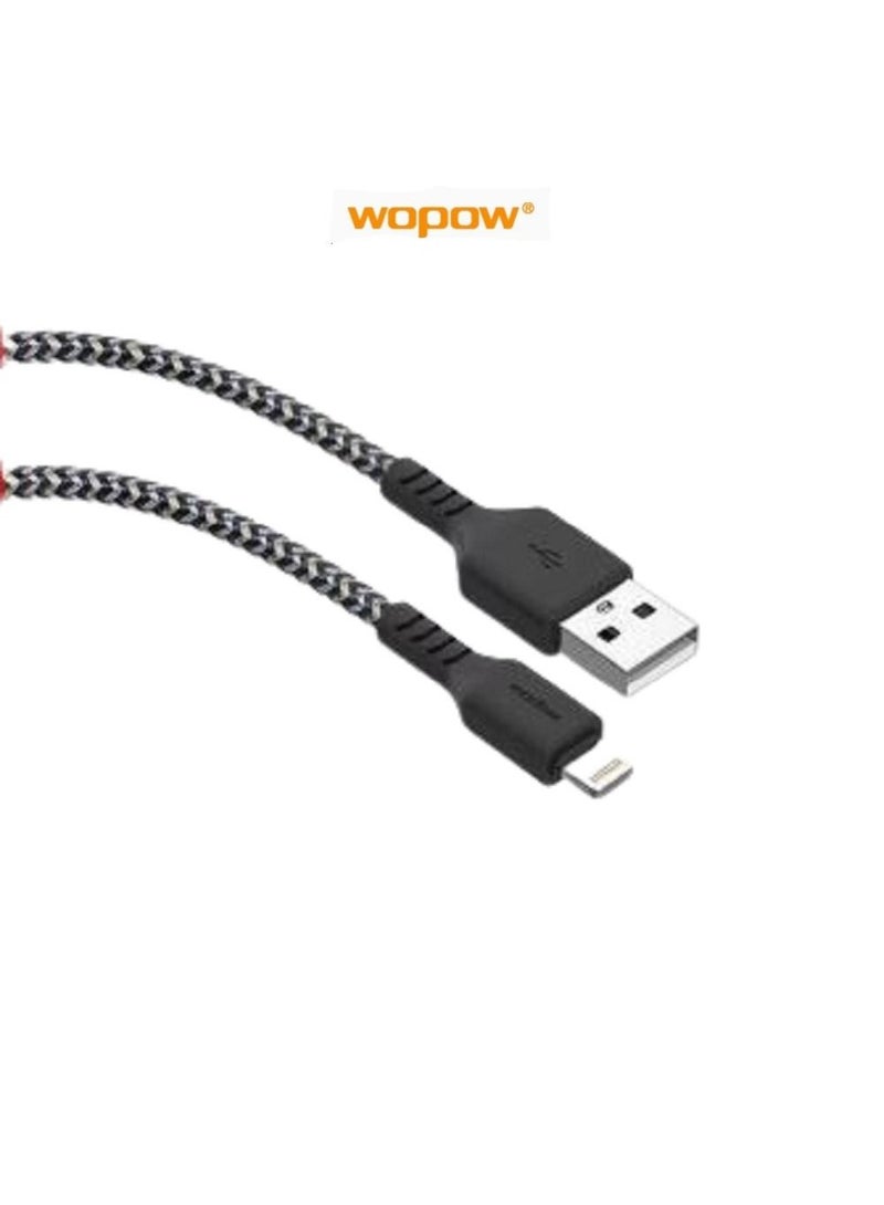 Wopow Fabric Braided  Lightning Data Cable 1.2 Meter Length For Apple iPhone and iPad - Image 3
