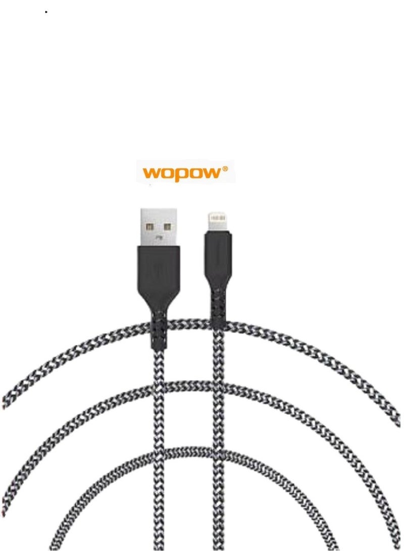 Wopow Fabric Braided  Lightning Data Cable 1.2 Meter Length For Apple iPhone and iPad - Image 2