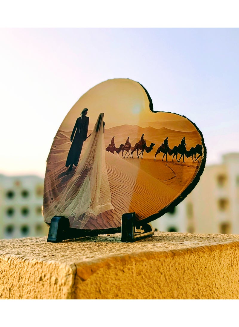 إطار صورة على شكل قلب بتقنية التسامي، هدية شخصية من السيراميك الأردوازي، أرسل صورتك لتحصل على هدية لا تُنسى - Image 3