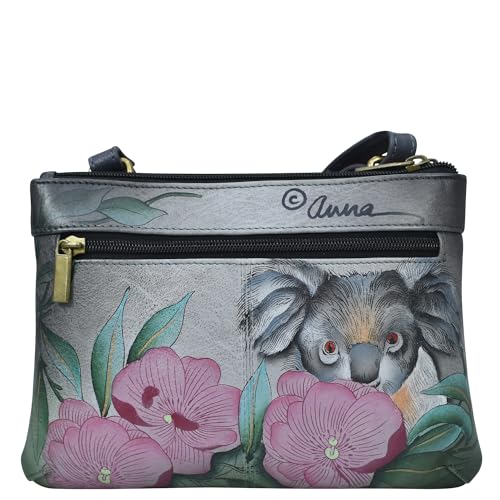 Anna by Anuschka Hand Painted Women’s Genuine Leather- Small Zip Around Crossbody-Cuddly Koala - Image 2