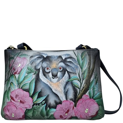 Anna by Anuschka Hand Painted Women’s Genuine Leather- Small Zip Around Crossbody-Cuddly Koala - Image 1