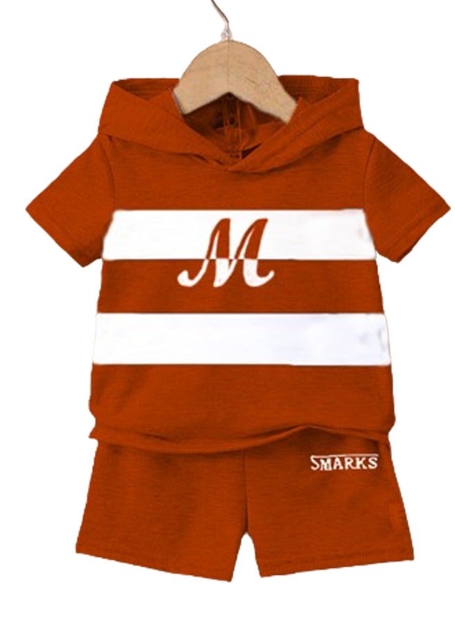 Boys Kids Pajama Set Hoodie Short Sleeves - Embroidery - Image 1