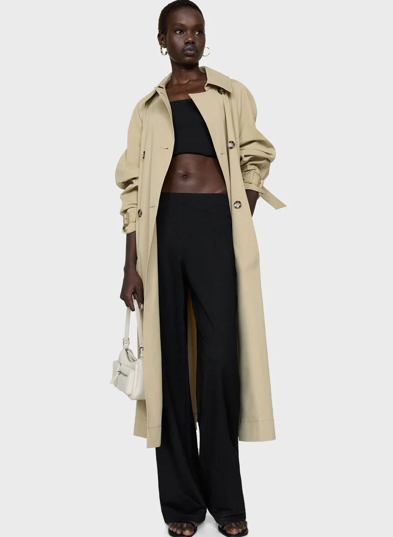 MANGO Flowy Straight Fit Trousers