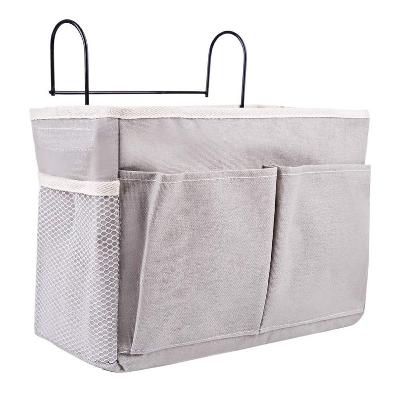 WEPTIX Linen Bedroom Accessories Hanging Bedside Caddy Bedroom Organiser Dorm Bed Hanging Basket Hostel Essentials Bed Side Clothing Storage Organiser Multi ClothHANGING BAG - Image 4