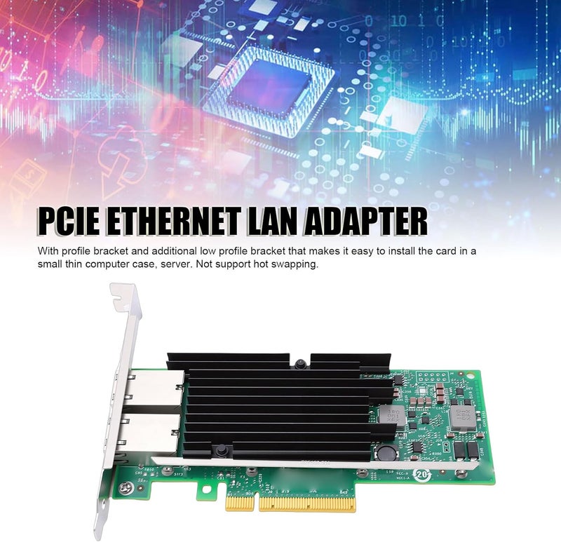 بطاقة شبكة من زونيت بسعة 10 جيجابايت ومزودة بمنفذين RJ45 ومتوافقة مع معيار PCIe، مع وحدة تحكم X540-T2 ومحول شبكة إيثرنت من نوع PCIe 3.0 X8، مناسبة للخوادم وأنظمة VMware ومراكز البيانات. - Image 2