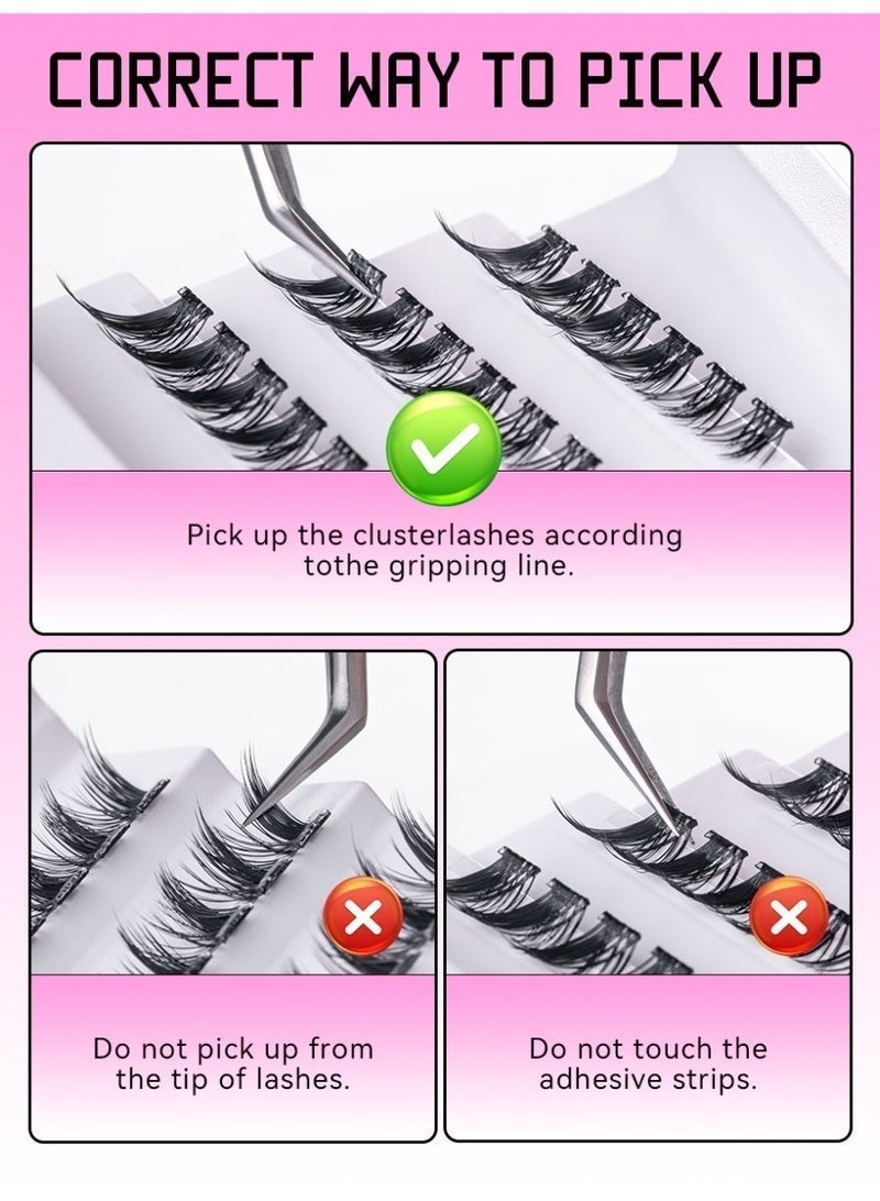 D'AMMA'N 30 Pcs Pre-Glued Self-Adhesive Lash Clusters, D-Curl False Eyelashes DIY Eyelash Extensions Wispy Lashes for Beginners and Salon Use - Image 3