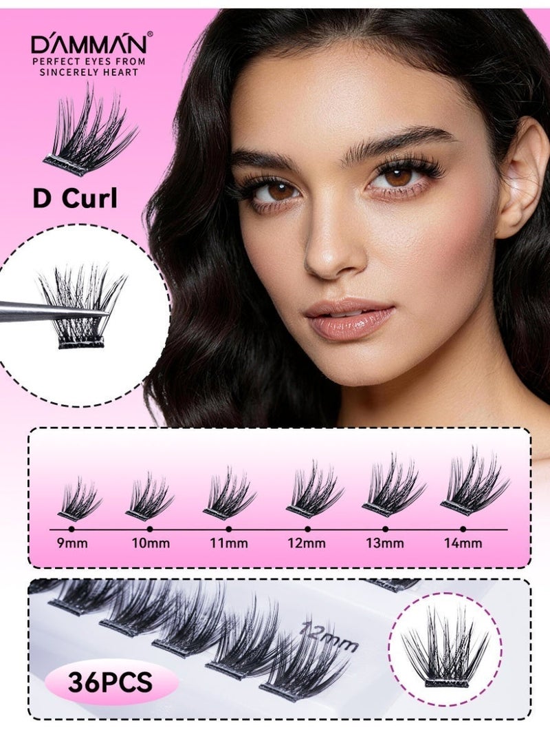 D'AMMA'N 30 Pcs Pre-Glued Self-Adhesive Lash Clusters, D-Curl False Eyelashes DIY Eyelash Extensions Wispy Lashes for Beginners and Salon Use - Image 4