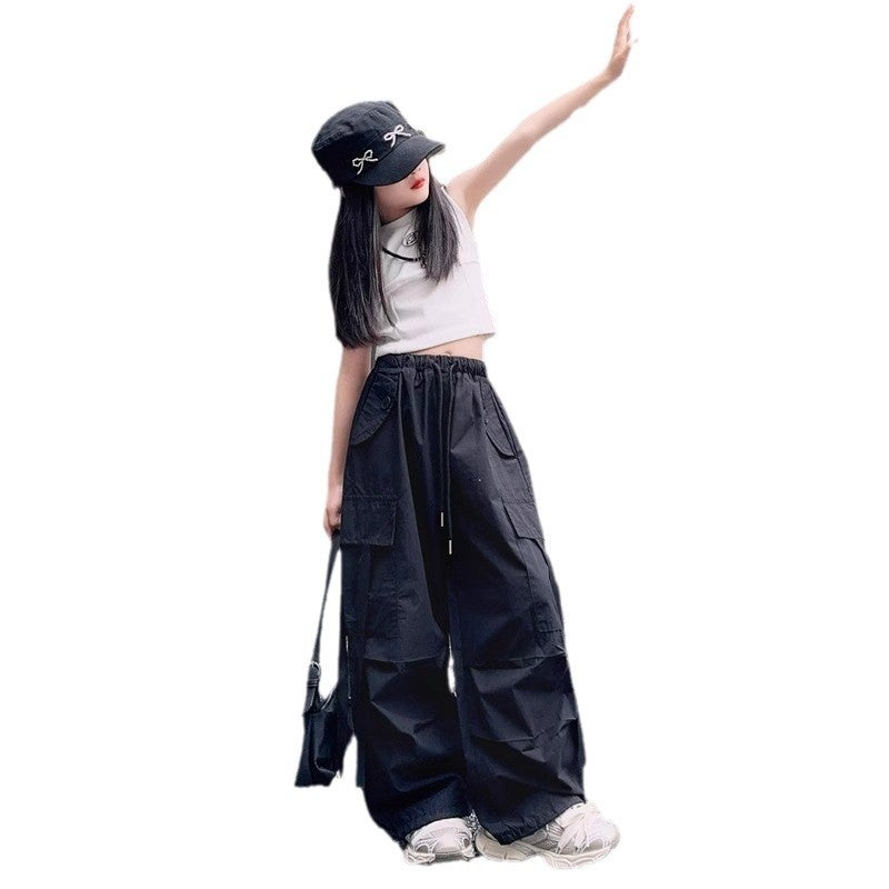 Girls' Workwear Casual Pants Sweet Cool Fried Street Girls' Fashion Loose Wide Leg Mid-Big Children'S Long Pants - Image 5