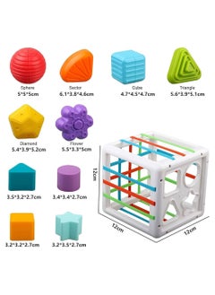 Generic Prime Deals Montessori Toys for Kids Sensory Toys Shape Sorter Baby Blocks Colorful Textured Balls Sorting Games (Cube & Shape Blocks (10 Pieces))  - Image 1