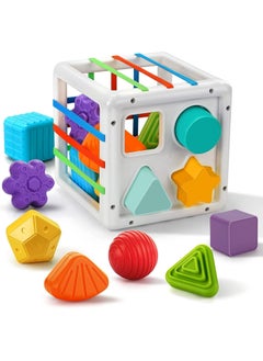 Generic Prime Deals Montessori Toys for Kids Sensory Toys Shape Sorter Baby Blocks Colorful Textured Balls Sorting Games (Cube & Shape Blocks (10 Pieces))  - Image 2