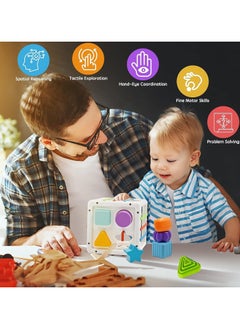 Generic Prime Deals Montessori Toys for Kids Sensory Toys Shape Sorter Baby Blocks Colorful Textured Balls Sorting Games (Cube & Shape Blocks (10 Pieces))  - Image 5