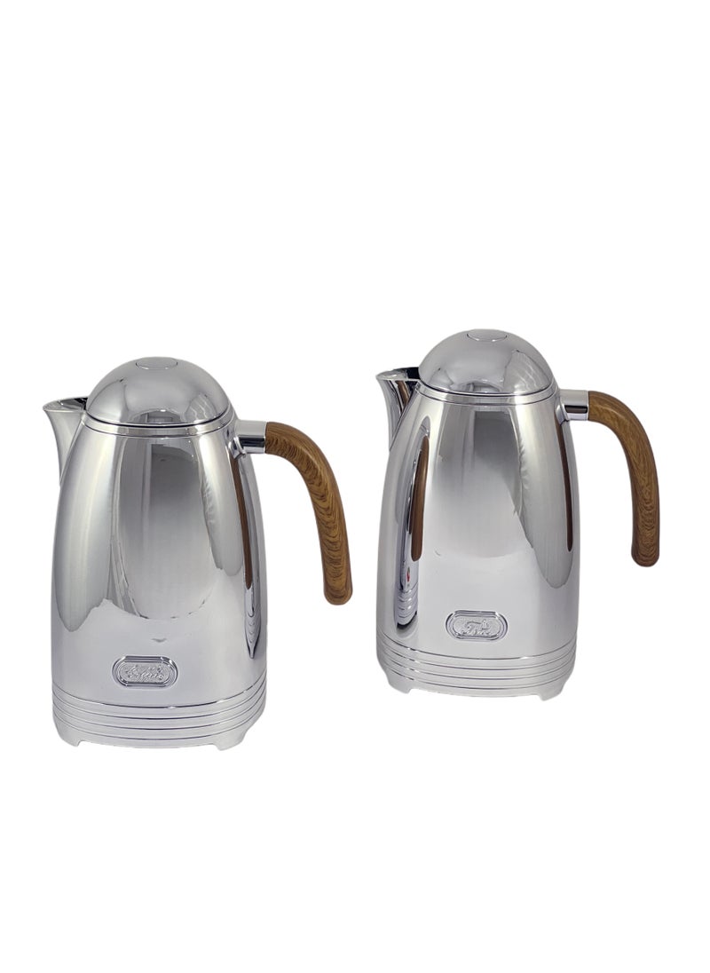 Homemaker Flask Silver 1/1L 2 Pieces Stainless Steel Flask Set – Premium Insulated Flasks for Hot and Cold Beverages | Durable & Leak-Proof Design  - Image 1