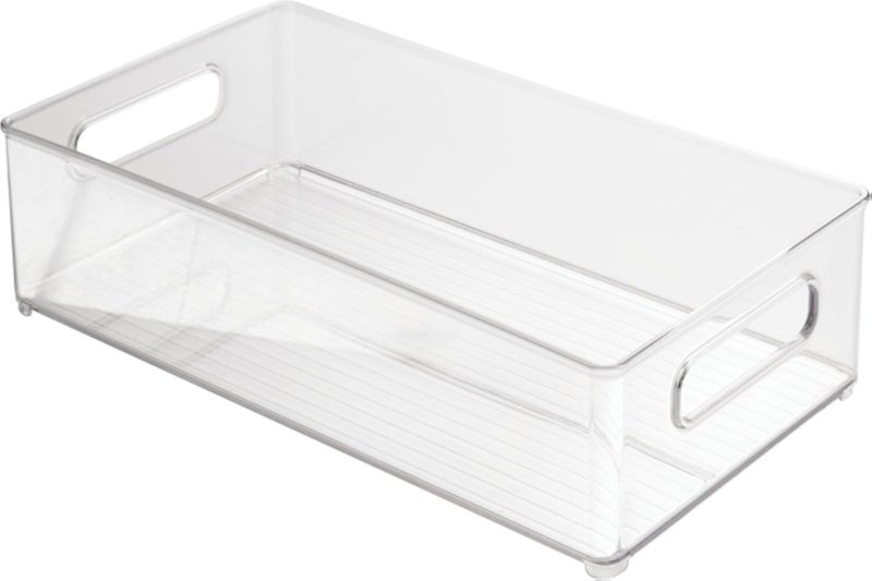 iDesign Fridge Organiser, Stackable Storage Container with Handles, Medium BPA-free Clear Drawer Organizer for Kitchen, Fridge and Refrigerator, Practical Organization for Kitchen