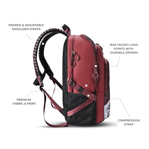 Gear Cosmonaut Backpack 19"/38L Large Water Resistant School Bag/Casual Backpack/Daypack/Kids Bag for Boys/Girls (Maroon-White) - Image 3