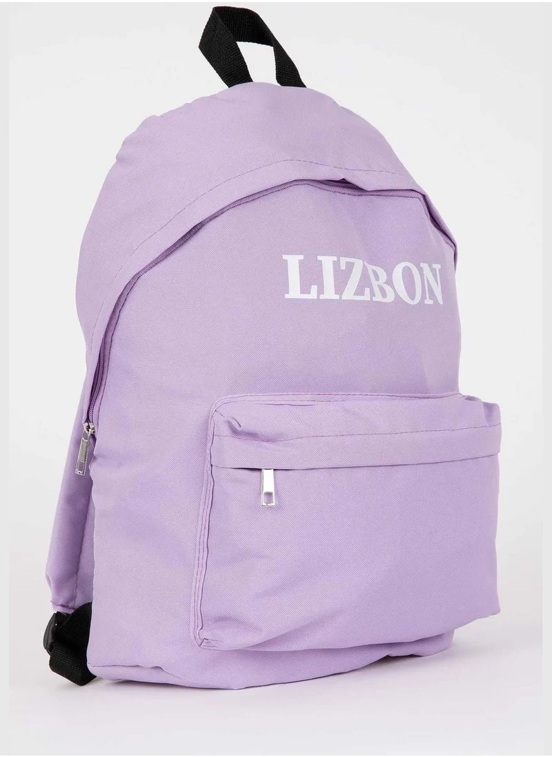 ديفاكتو Black Stitched Slogan Backpack