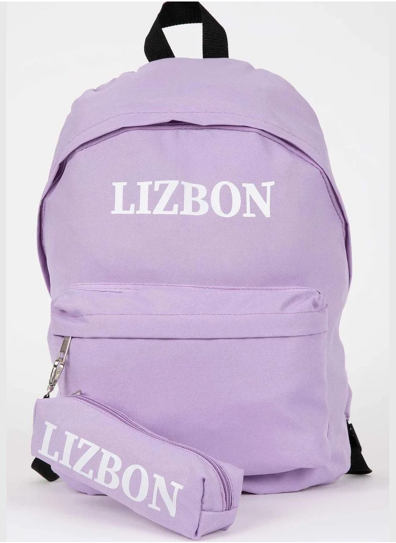 ديفاكتو Black Stitched Slogan Backpack