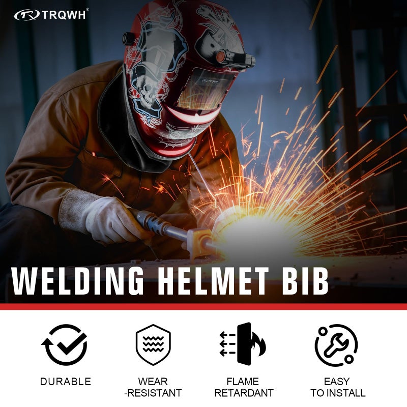 TRQWH Welding Helmet Bib Cover Extended Split Wrap-Around Helmet Back Cover with Press Fit Seal, for Most Welding Helmets (TRQ-Blackbib) - Image 3