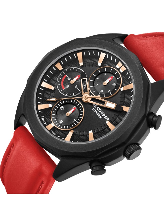 Lee Cooper Men's Multi Function Display Watch With Red Silicone Strap - LC07990.658  - Image 1