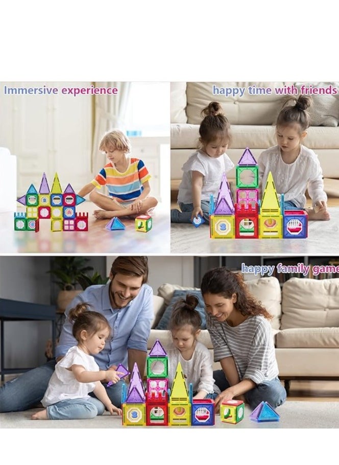 BAYBEE Baybee 34 Pcs 3D Magnetic Tiles Set Toys for Kids toddlers 3+, Building Blocks Construction, Magnitiles, Preschool Sensory Learning Toys, Enlighten Creativity Early Birthday Gifts for Kids Boys Girls  - Image 2