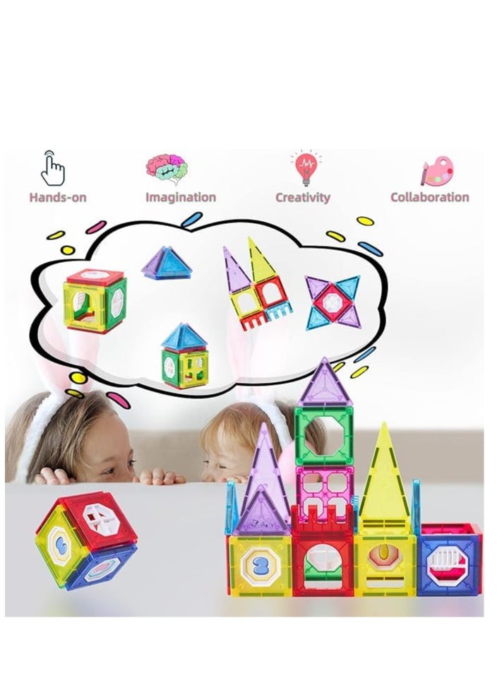 BAYBEE Baybee 34 Pcs 3D Magnetic Tiles Set Toys for Kids toddlers 3+, Building Blocks Construction, Magnitiles, Preschool Sensory Learning Toys, Enlighten Creativity Early Birthday Gifts for Kids Boys Girls  - Image 5