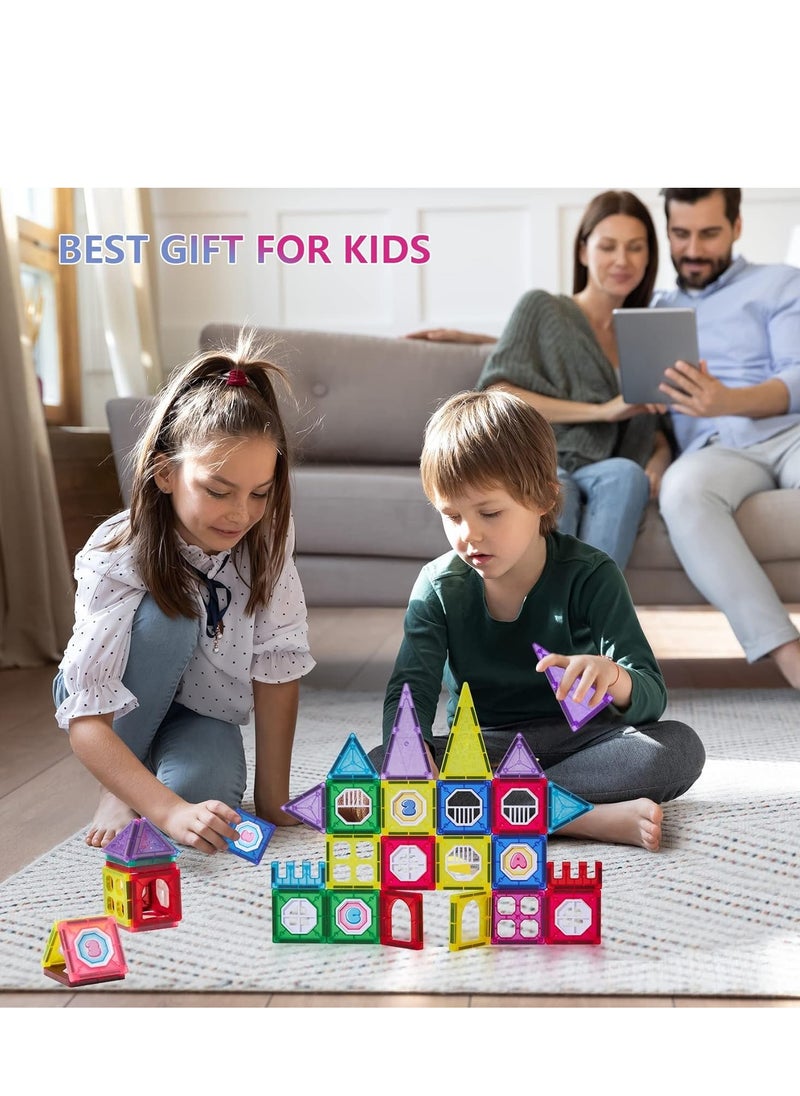 BAYBEE Baybee 34 Pcs 3D Magnetic Tiles Set Toys for Kids toddlers 3+, Building Blocks Construction, Magnitiles, Preschool Sensory Learning Toys, Enlighten Creativity Early Birthday Gifts for Kids Boys Girls  - Image 4