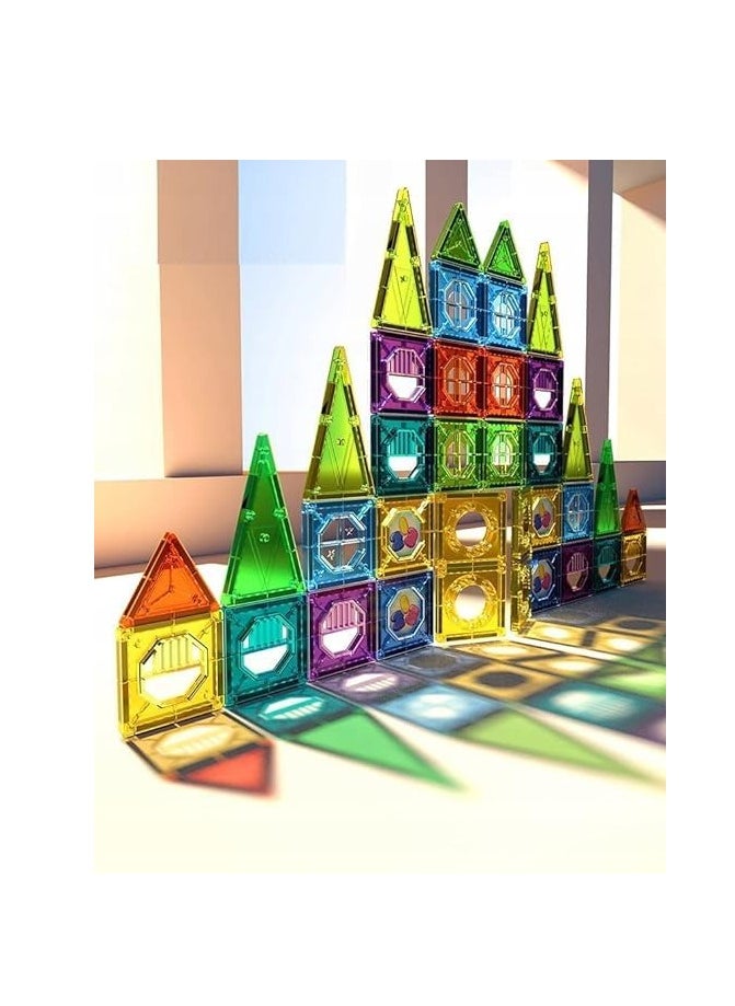 BAYBEE Baybee 34 Pcs 3D Magnetic Tiles Set Toys for Kids toddlers 3+, Building Blocks Construction, Magnitiles, Preschool Sensory Learning Toys, Enlighten Creativity Early Birthday Gifts for Kids Boys Girls  - Image 3