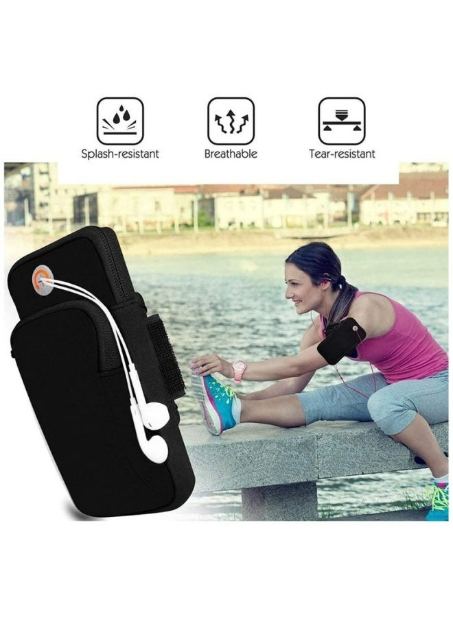 حقيبة ذراع رياضية مقاومة للماء وحامل هاتف للجري وحزام قابل للتعديل وفتحة سماعة رأس وسوار لياقة بدنية للركض واليوغا والمشي لمسافات طويلة والتخييم والصالة الرياضية والرياضات الخارجية والسفر - Image 3