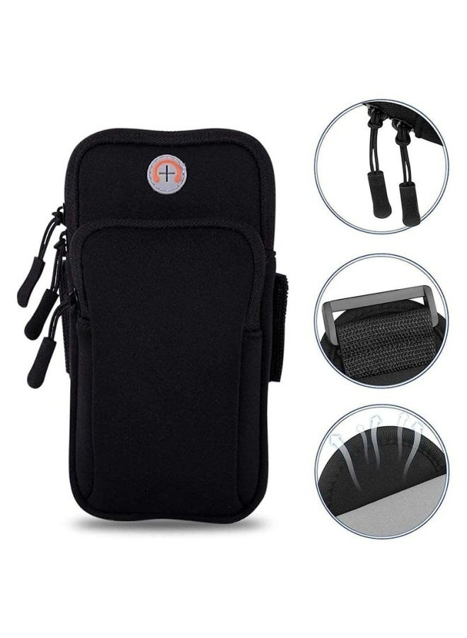 حقيبة ذراع رياضية مقاومة للماء وحامل هاتف للجري وحزام قابل للتعديل وفتحة سماعة رأس وسوار لياقة بدنية للركض واليوغا والمشي لمسافات طويلة والتخييم والصالة الرياضية والرياضات الخارجية والسفر - Image 2