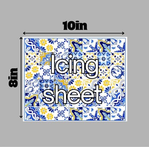 Topper Mediterranean Tile Pattern Edible Cake Decorating Icing Sheet Blue and Yellow lemon tiles bridal shower 8x10 Inch - Image 5